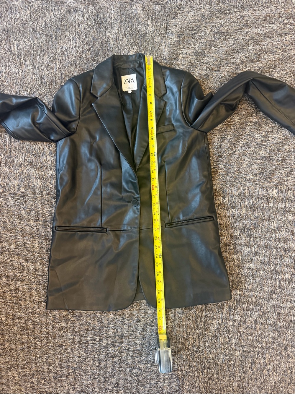 Zara Black Faux Leather Single-Button Blazer Women’s Size XS - Picture 5 of 10